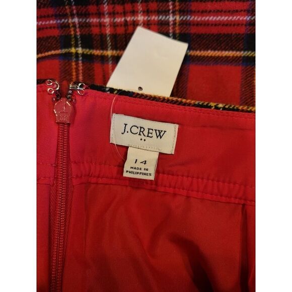J. Crew Factory Red Wool Blend Tartan Plaid A-Line Mini Skirt Preppy | 14 NWT - Picture 12 of 16